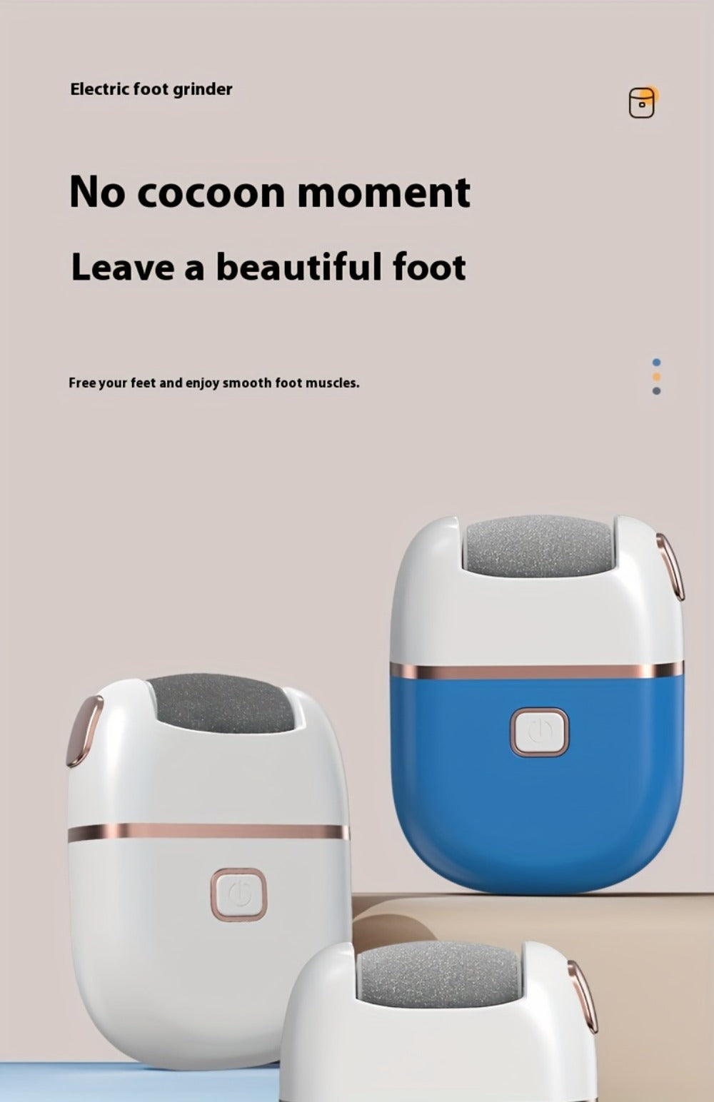 Callus Remover for Feet Electric Rechargeable Foot Grinder with 3 Grinding Heads & 2 Speed Settings – USB Portable Pedicure Tool for Cracked