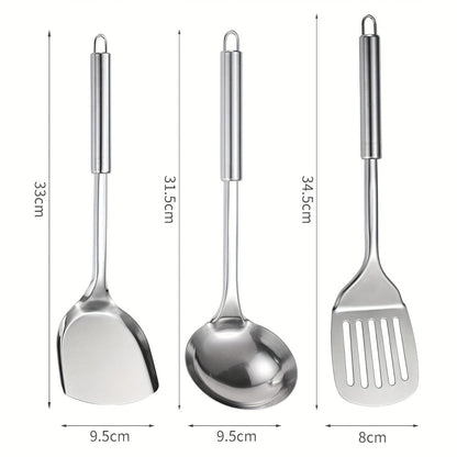 Kitchen Utensils Nine-Piece 304 Stainless Steel Set with Hanging Loops and Mixed Cooking Tools