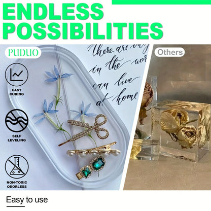 Fast-Curing Epoxy Resin Kit Low Odor Bubble-Free Non-Yellowing for Entryways, Bedrooms and Living Spaces