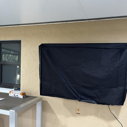 600D Weatherproof Outdoor TV Cover with Roll-Up Flap & 3-Side Zipper – Non-Scratch Liner, Remote Pocket, Wall Mount Compatible, 30–50 Inch