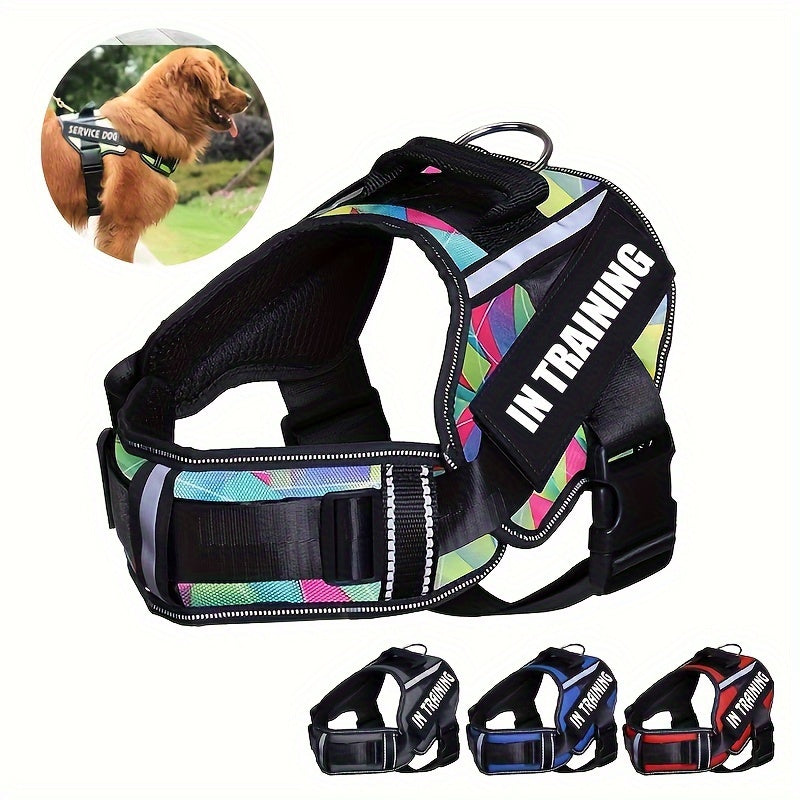 Adjustable Nylon Dog Harness No Pull with Reflective Strips & Neck Guard – Breathable Vest for XS to XL Dogs Walking Training