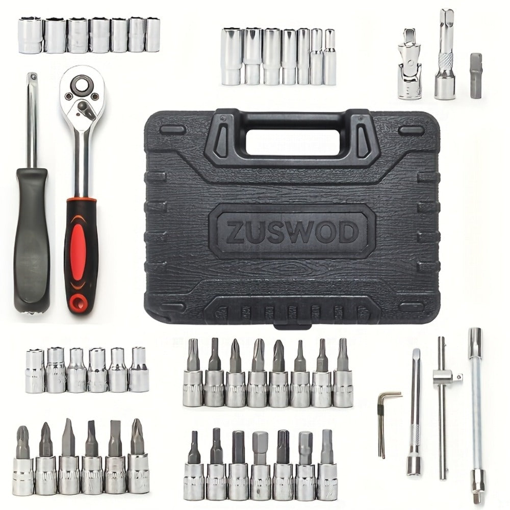 Impact Socket Set in 53, 54, 194 or 518-Piece Options with 3/8-Inch Drive, Metric and Imperial Sizes for Car Repair and DIY