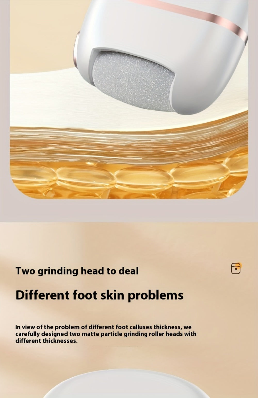 Callus Remover for Feet Electric Rechargeable Foot Grinder with 3 Grinding Heads & 2 Speed Settings – USB Portable Pedicure Tool for Cracked