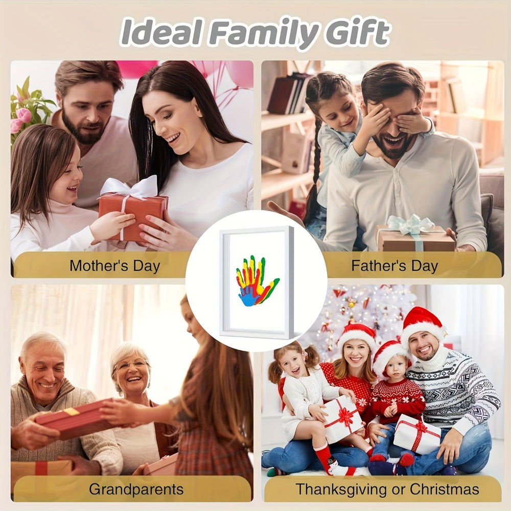 Family Handprint Kit with 4 Slots & 6 Colors, Memory Frame Keepsake Gift for Entryways, Bedrooms and Living Spaces