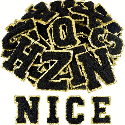Chenille Letter Patches Self Adhesive A-Z 26pcs – Embroidered Alphabet Applique Stickers for Clothes Bags Hats Phone Cases