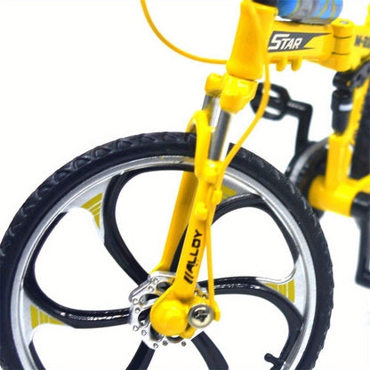 Diecast Mountain Bike Model 1:8 Scale Alloy Foldable Miniature Bicycle Figurine for Home Office Desk Decor