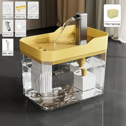 Cat Water Fountain Automatic USB Rechargeable – Ultra-Quiet Smart Pet Water Dispenser with Continuous Cycling Flow, No Battery Required