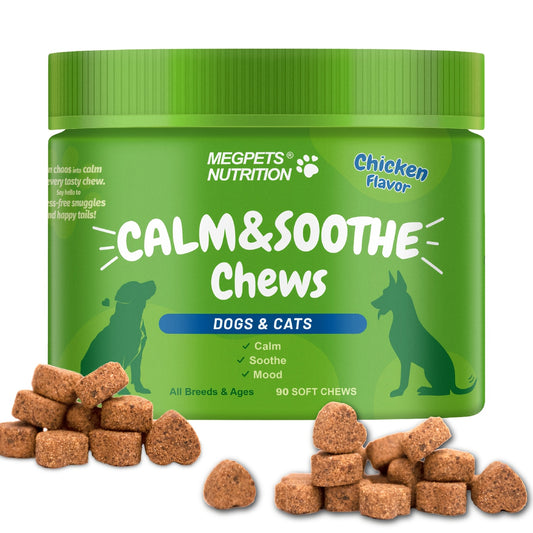 Calming Chews for Dogs & Cats 90ct – Natural Herbal Anxiety & Stress Relief Supplement for Separation, Thunder, Fireworks & Barking