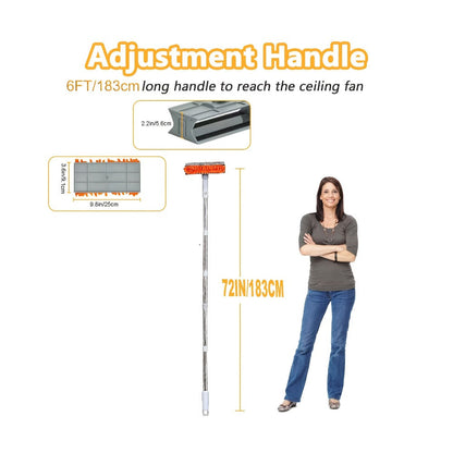 Ceiling Fan Duster 63 Inch Extendable Long Handle Reusable Chenille Microfiber Mop Head Ceiling Fan Blade Cleaner for Dusting Fan Blades