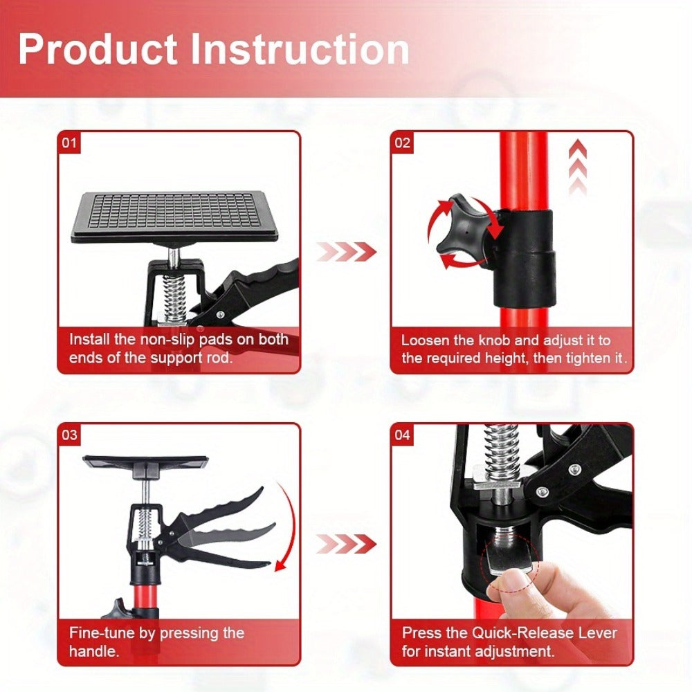 Telescopic Support Rod Adjustable 11.8-114in Anti-Slip Third Hand Support System 2pcs Drywall for Entryways, Bedrooms and Living Spaces