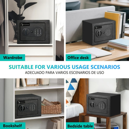 Safe Box with Keys Fireproof Bag Included Heat Resistant Secure Home Office Storage Lock Box for Entryways, Bedrooms and Living Spaces