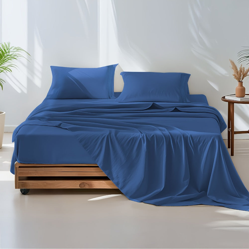 Fitted Sheet Set Deep Pocket | Soft Cooling Breathable Bedding 3-4pcs Fade-Resistant All-Season for Twin Full Queen King