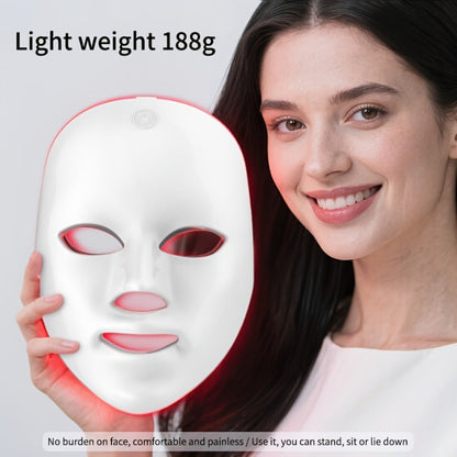 Portable LED Facial Mask 7-Color Light Therapy USB Rechargeable Plastic - Home Beauty Care for Bath Time, Home Spa and Personal Care