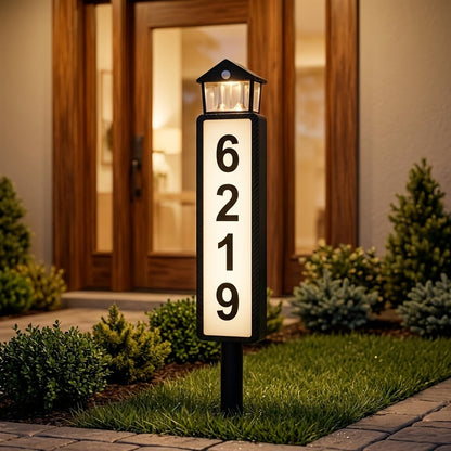 Solar House Number Light Outdoor, LED Address Sign Wall Lamp with Light Sensor, 3 Lighting Modes