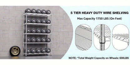 Metal Storage Shelving Unit Adjustable 4 5 Tier Steel Shelf Rack for Garage Kitchen Pantry Workshop Black Chrome MZG