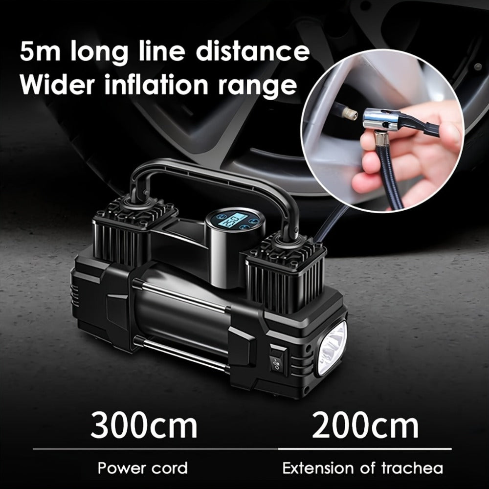 Dual-Cylinder Portable Tire Inflator with Pointer Gauge, Digital Gauge or Digital Display Options