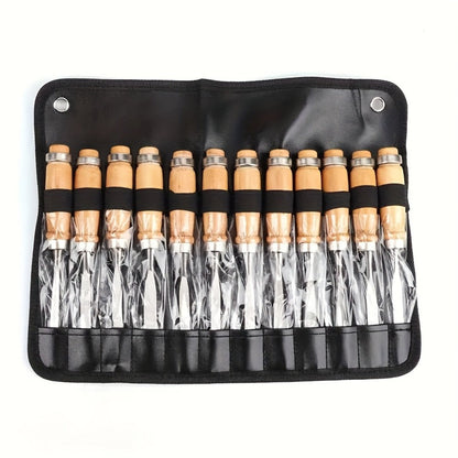 Wood Carving Chisel Set 12 & 24-Piece, Professional Beech Wood Handle Woodworking Chisels for Entryways, Bedrooms and Living Spaces