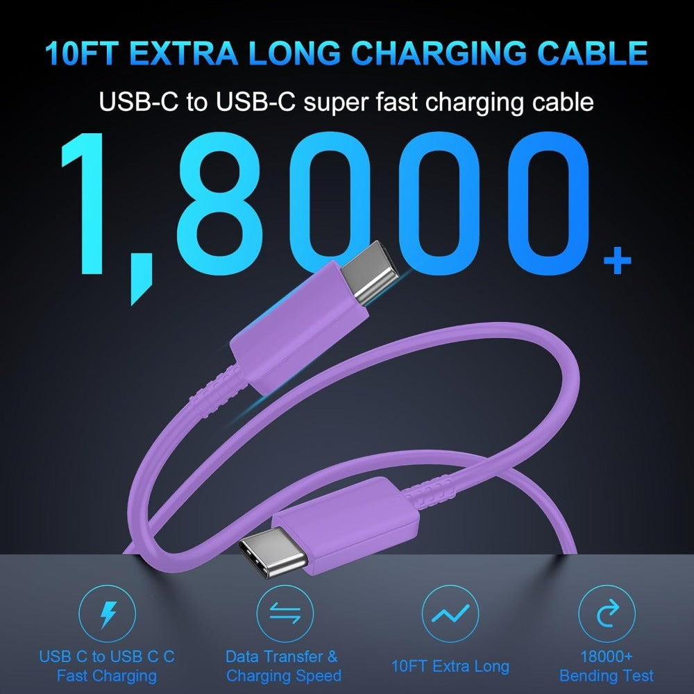 45W Samsung Super Fast Charger USB-C Dual Port Android Fast Charging Block with 10FT Long USB-C for an Everyday Personal Care Routine