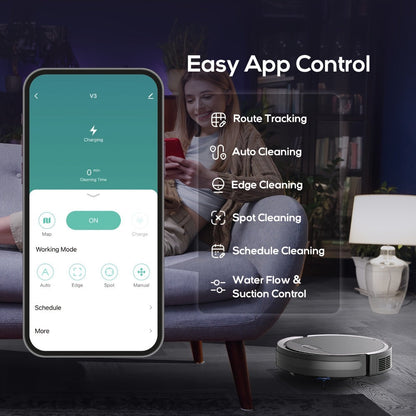 Robot Vacuum Cleaner Mop Combo 5000Pa Max Suction 2-in-1 with App & Voice Control - Scheduled Cleaning