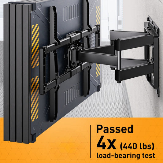 Full Motion TV Wall Mount 40-86 Inch – Holds 132 lbs, Pre-Assembled, Tool-Free Tilt Swivel Extend, VESA 600x400mm