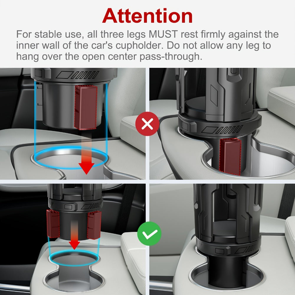 Adjustable Car Cup Holder Expander for 12–64 oz Bottles and Mugs with 2.56-Inch Base, One- or Two-Pack Options