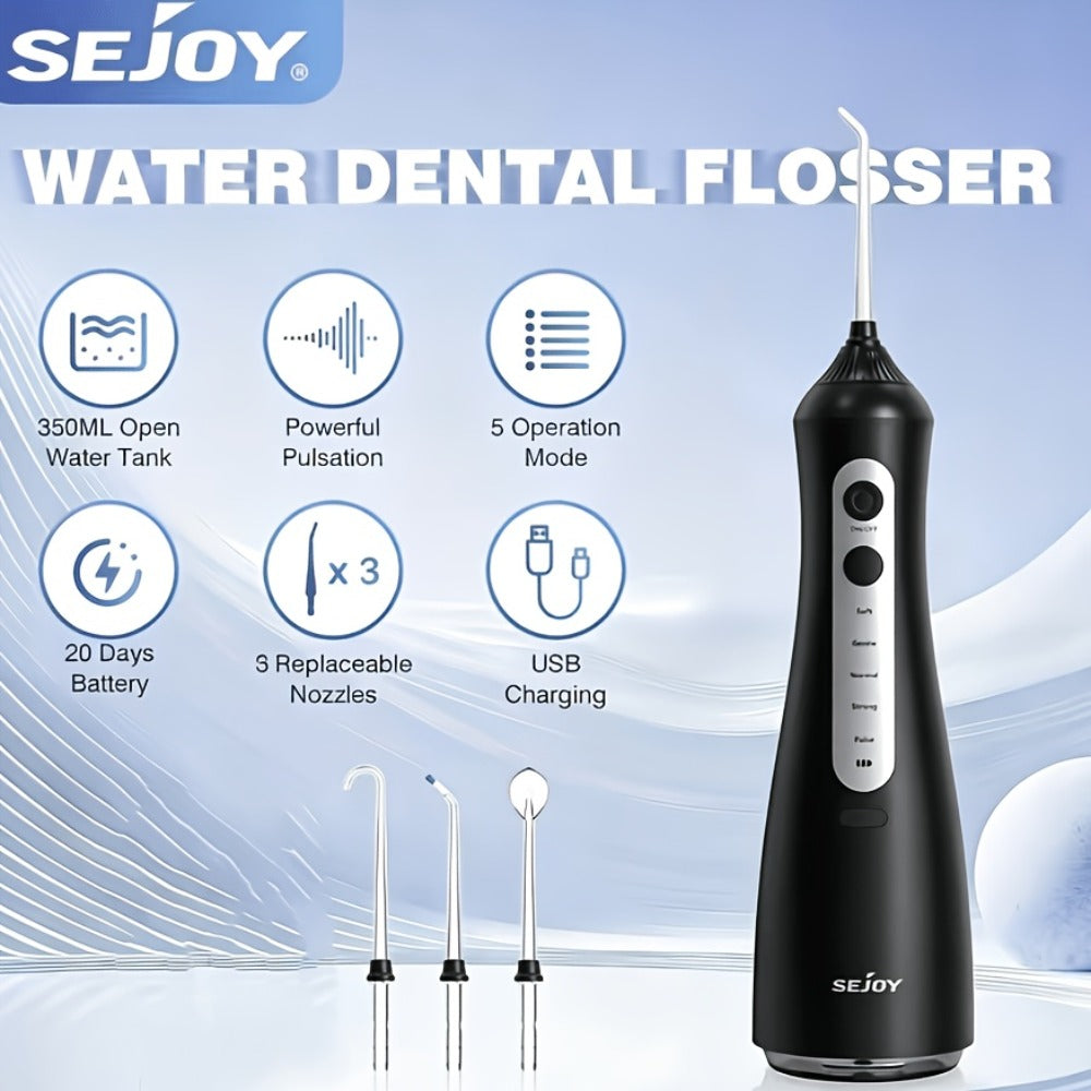 Water Flosser Electric Oral Irrigator 9 Replaceable Nozzles 350mL Tank 20-Day Battery 360° for an Everyday Personal Care Routine