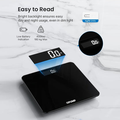 Digital Bathroom Scale High Precision, Electronic Body Weight Scale with Backlit HD LCD Display, kg/lb/st Switchable