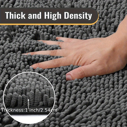 Chenille Bath Rug Extra Thick Bathroom Mat, Multiple Sizes & Colors for Entryways, Bedrooms and Living Spaces