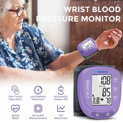 Blood Pressure Monitor Wrist Cuff with Oximeter Fingertip, Digital BP Machine Home Use, 120 Memory