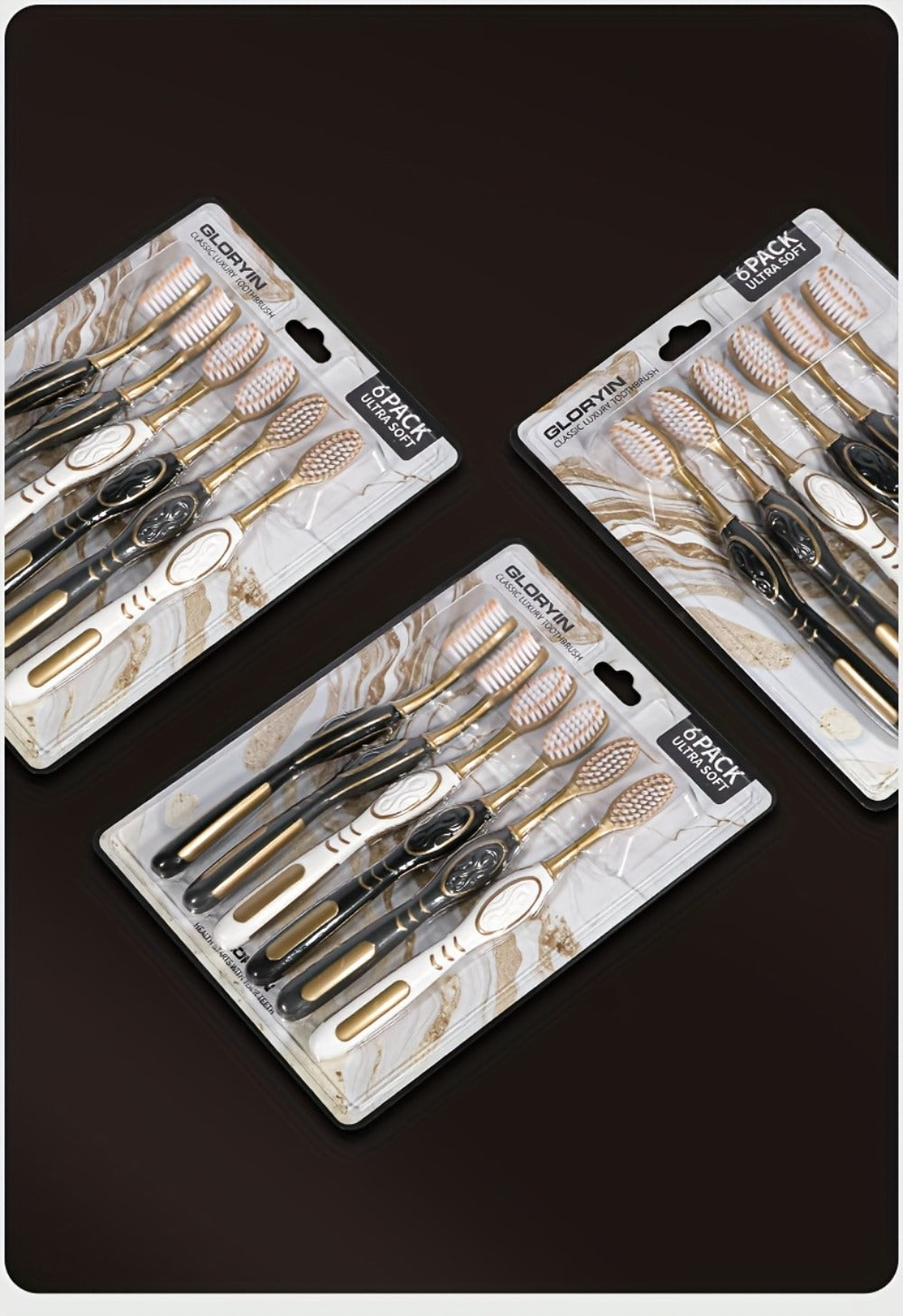 Gloryin Soft Bristle Toothbrush Set Anti-Slip Olive Handle Full Size Head Gentle Gum Care Daily Oral Hygiene
