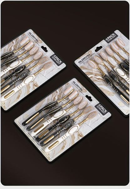 Gloryin Soft Bristle Toothbrush Set Anti-Slip Olive Handle Full Size Head Gentle Gum Care Daily Oral Hygiene