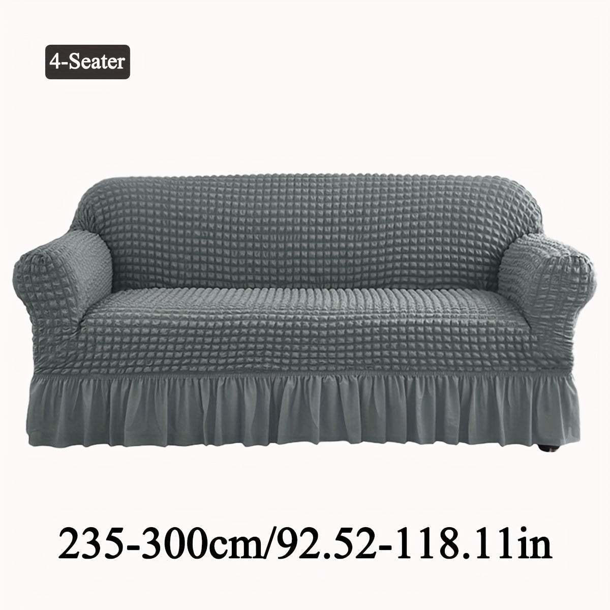 Seersucker Sofa Slipcover Elastic Band Closure Pet-Friendly All-Purpose Sofa Cover for Living Room Home Decor Protection
