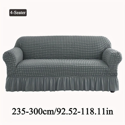 Seersucker Sofa Slipcover Elastic Band Closure Pet-Friendly All-Purpose Sofa Cover for Living Room Home Decor Protection