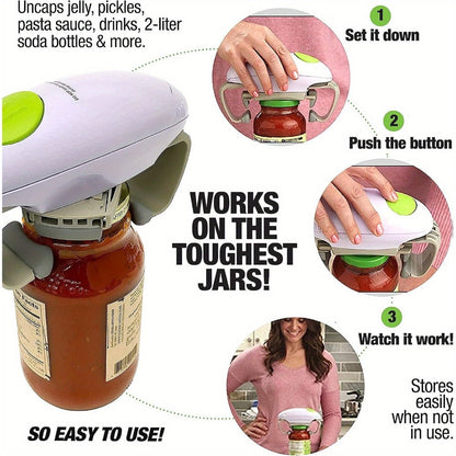 Electric Jar Opener & Bottle Opener, One-Touch Lid Opener for Arthritic Hands, Seniors & Weak Grip