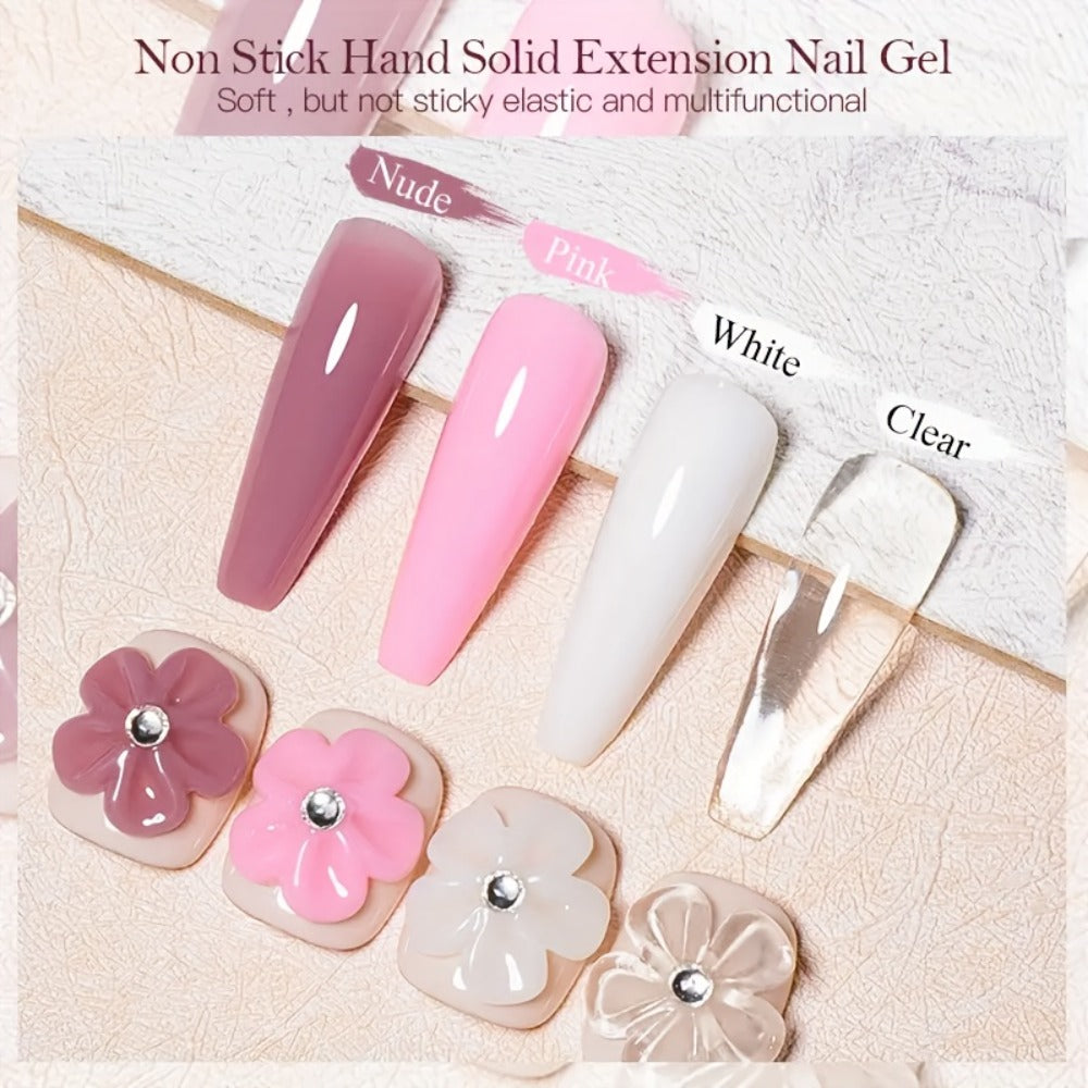 RINO 3D Nail Sculpture Kit 5pcs – Solid Builder Gel with Rhinestone Gel Molding Gel Flower Molds & Sculpting Brush