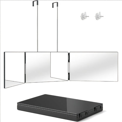 Multi-Panel Hair Cutting Mirror with Telescoping Door Hooks, 49.8-Inch Open Width and Two Fixed Nails