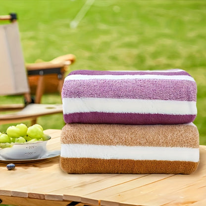 Towel Set 9 or 15 Piece 320GSM Coral Fleece Striped Mix in Five Solid or Mixed Colors for Home and Guest Use
