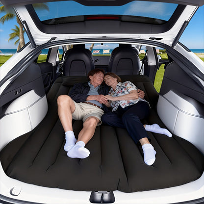 Inflatable Car Bed SUV Air Mattress – Flocked RV Camping Mattress 75"x51" with Storage Bag & Repair Kit | Black, Gray, Beige, Brown