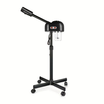 Standing Facial Steamer with Five-Wheel Rolling Base, Black or White Head and Adjustable 26.8–36.4-Inch Height