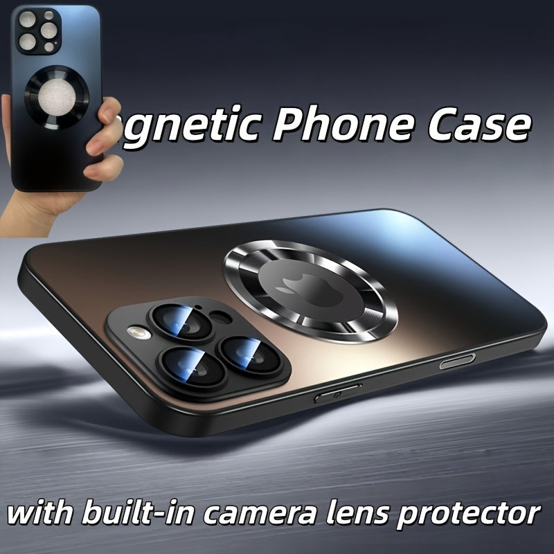 Phone Case Frosted Tempered Glass and TPU Cover with Integrated Lens Film for Select iPhones
