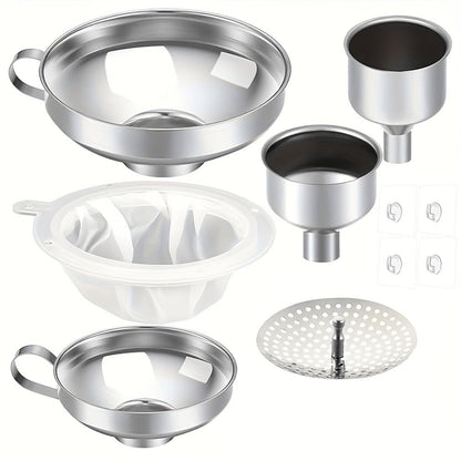 Stainless Steel Funnel Set of 12 Wide Mouth Kitchen Funnels for Mason Jar Canning Liquid Oil Jam Salad Dressing Transferring