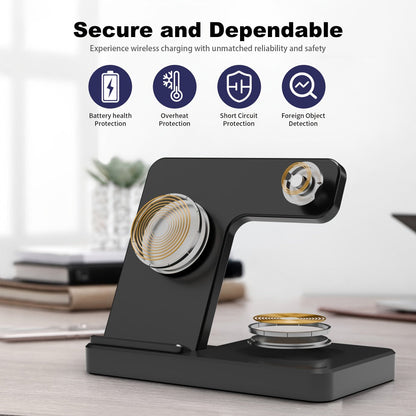 Foldable 3-in-1 Wireless Charging Station with LED Indicator & Anti-Slip Fast Charge for iPhone 17 16 15 14 13 12 11 Pro Max XR XS