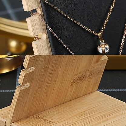Bamboo Jewelry Necklace Display Stand 2 Pack - Multi-Hook Necklace Holder Tower, Tabletop Showcase Organizer for Retail Store