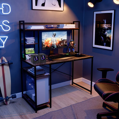 USB Powered Computer Speakers 2.0 Mini Stereo Desk Audio System with RGB Lights, Volume Control, 3.5mm AUX Input
