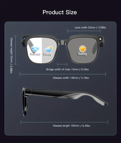 Smart Glasses 8MP Wide-Angle Camera Eyewear with 4K Recording, 4GB Storage and 163-Language Translation