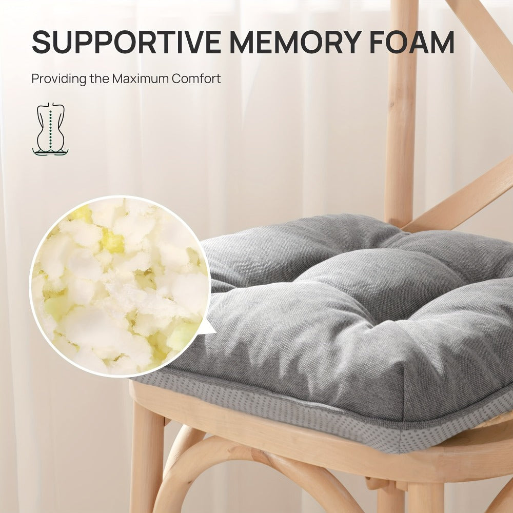 Memory Foam Chair Cushions 4/8 Pack, Non-Slip Seat Pads for Dining Chairs, Kitchen, Office & Patio – Indoor Outdoor Chair Pads M/L Size