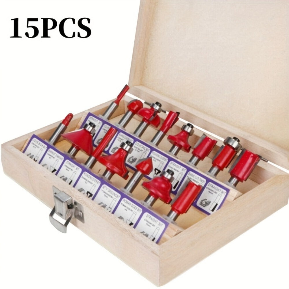 Carbide Router Bit Set 15 100PCS 1/4 Inch Shank Multi-Purpose Milling Carving Bits for Wood Fine Routing Engraving Professional Beginner