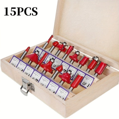 Carbide Router Bit Set 15 100PCS 1/4 Inch Shank Multi-Purpose Milling Carving Bits for Wood Fine Routing Engraving Professional Beginner