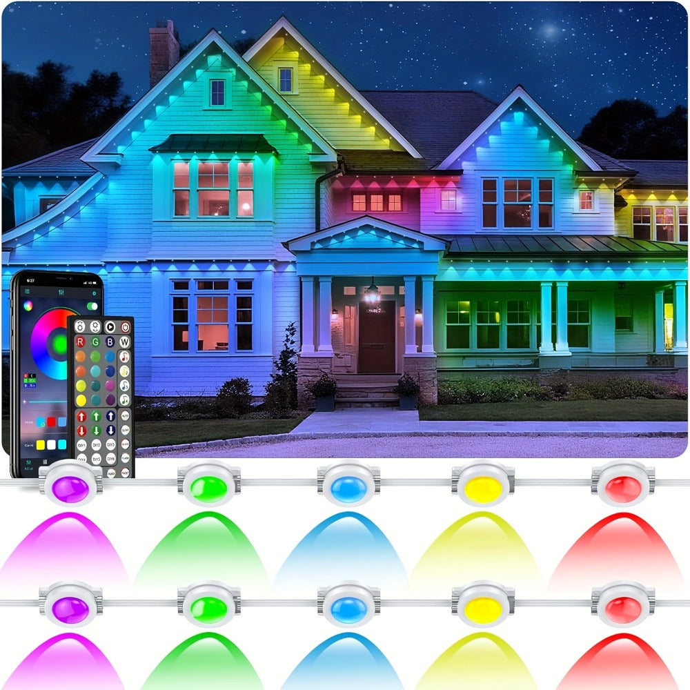 RGB Eave String Light Kit from 50ft to 400ft with Plug-In Adapter, App and Handheld Remote