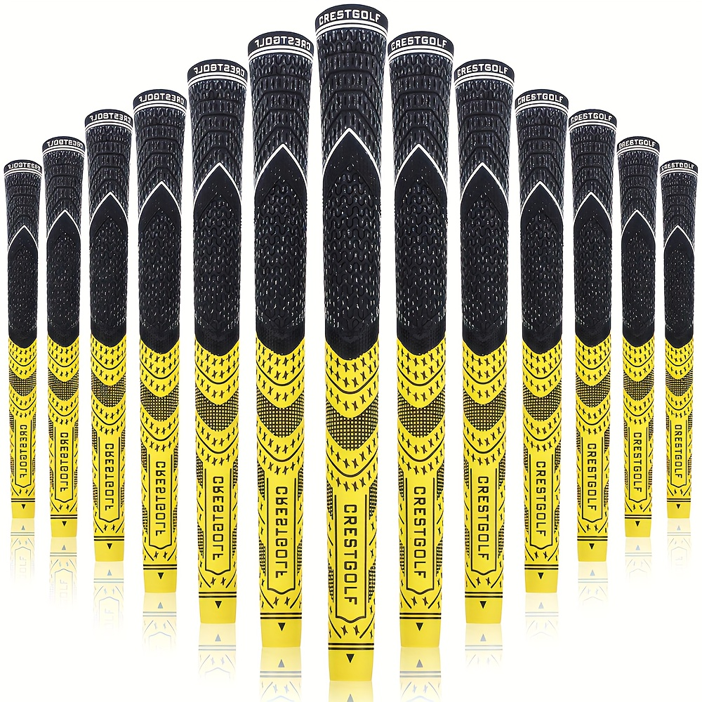 Midsize Golf Grips Set 13 Pack – All Weather Hybrid Rubber Golf Club Grips with Ecological Yarn Thread Technology, Multiple Colors